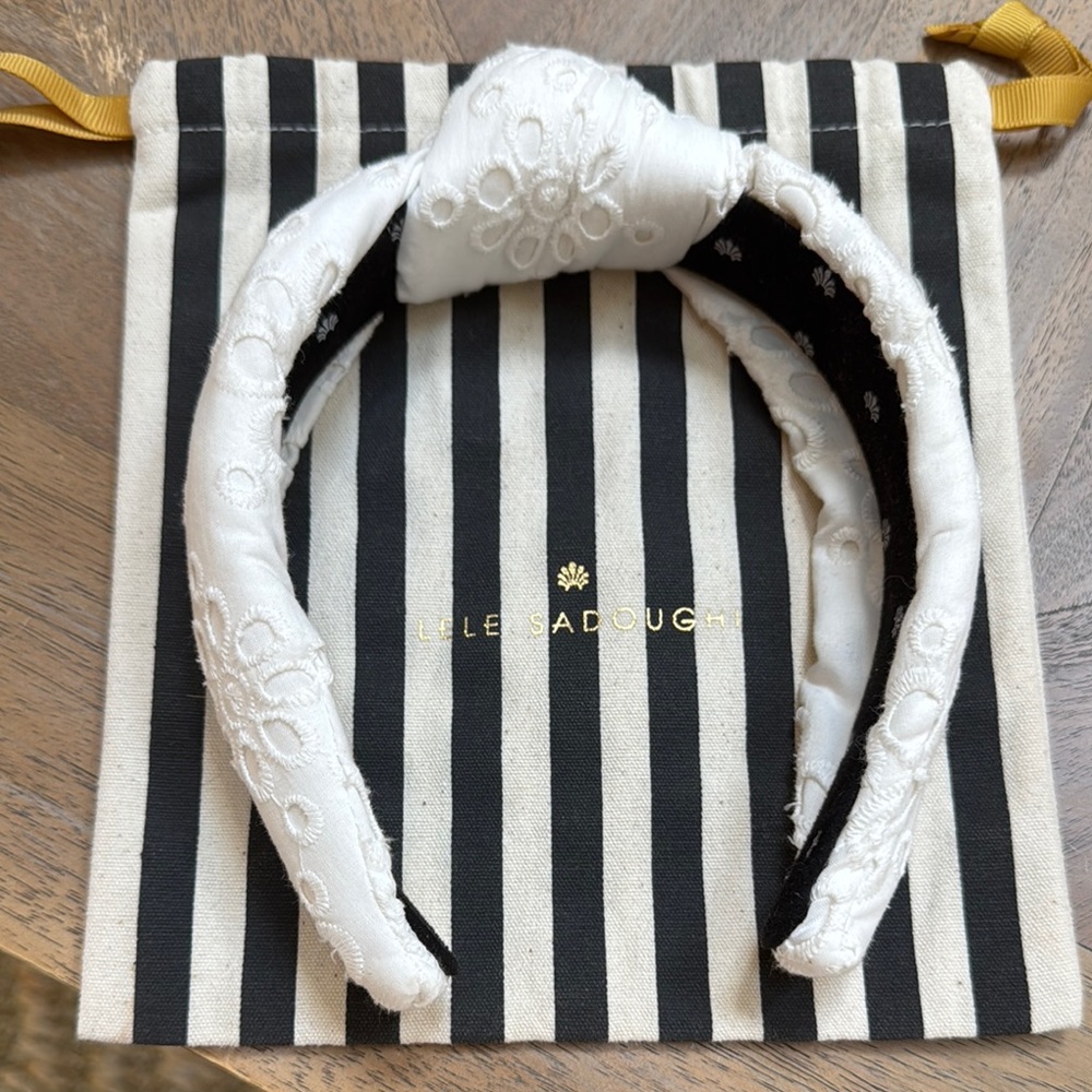 Lele Sadoughi White Textured Bow Hair Accessory